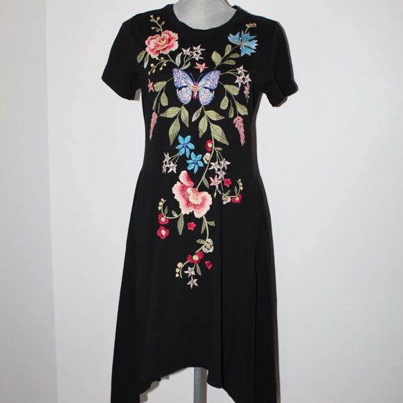 NWT Johnny Was JWLA Biya Embroidered Handkerchief Knit Dress Nicolette - Picture 3 of 8